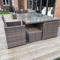 Rattan dining table cube set collected by Appleton Waste Clearance
