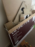 Broken TV in box & cardboard collected by TDHRubbishSolutions