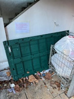 Storage lid, chairs, junk collected by Waste Invaders Ltd