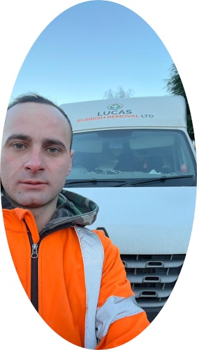 Lucas Rubbish Removal Ltd team and vehicle