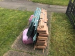 Laminate flooring and underlay Laminate flooring and bags of underlay, it’s all ready taped and bagged up for easy removal SS15 - removed for £55