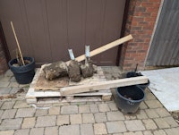 Pallet, porcelain tile, cement collected by Wrights Waste Management