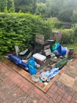 Garden clearance + metal bbq Garden clearance, some in bin bags and and some loose. Large metal bbq and small metal garden table and chairs. CR3 - removed for £120