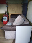 Fridge, matress, 2 seater sofa Fridge, 2 seater sofa, double matress and  metal frame, metal, bags rubbish. Box toys.bits wood. HA4 - removed for £340