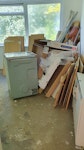 Wooden panels, carpet, oven Carpet from three rooms, wardrobe on pieces, double oven, cardboards SM6 - removed for £165