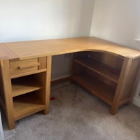 one large pinewood desk collected by Trashbash