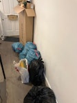 Rubbish bags and cardboard box About 8-9 medium sized rubbish bags with one large cardboard box full of cardboard and wood NW1 - removed for £60