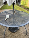 Garden table Garden table with parasol stand and a fireplace grate WD3 - removed for £40