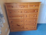 Chest of drawers + wooden door Large chest of drawers. 128 cm wide, 130 cm high and 46cm deep (good condition and can be re-sold). 
I also have 1 internal door from house which was removed when kitchen was fitted years ago and is stored in garage (this is scrap wood). LS17 - removed for £60