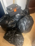 bags/ boxes of random items - 5 bags of clothes/ hangs/ miscellaneous things
- 1 laundry basket. 
- 2 boxes of random/ old items electrical items
- tool box with tools inside NW2 - removed for £50