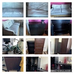 House furniture 1 x 3 seater sofa

1 x black side board 

1 x adult bike

1 x black bookshelf 

1 x tall slim chest of drawers 

1 x wardrobe

2 x night stand (one shown but both the same)

1 x black rectangular shelving unit

2 x black square shelving unit AL1 - removed for £230