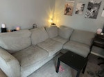 Sofa and poof Corner sofa splits into two units and one foot stall easy access from the front door and plenty of parking space GU7 - removed for £120