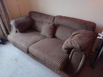 1 2-seater sofa Fire safety label intact

Size as follows:

Length 206cm (81 inches)
Width 112cm (44 inches)
Height 81cm (32 inches) SG14 - removed for £95