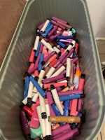 Bin of used disposable vapers collected by The Britton Group