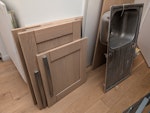 Sink + worktops/cabinet doors Stainless steel sink + laminate kitchen worktop (longest part 2meter long) + 7 cabinet doors of various sizes with handles SE8 - removed for £60