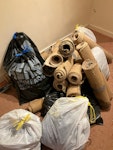 carpet rolls, garden waste Carpet from two small rooms cut down to size and in rolls, plus five bags of leaves from clearing a gutter. WC1X - removed for £100