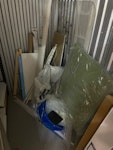 Scrap Wood and Perspex Moving my storage unit
Clearing out old scraps of wood, flooring and Perspex
Also some plastic dust sheets and other small items. SE10 - removed for £90