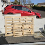 2 large wooden pallets Wooden pallets- can be reused SA32 - removed for £45