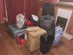 Bedding, Coat, Luggage, masks, Duvets, parka coat, 2 bedspreads, 4 suitcases needing repair, large box of disposable face masks, small swing bin. Collection ASAP as moving house tomorrow! WV6 - removed for £80