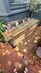 Wooden Box & assorted rubbish Old empty wooden box, Lino style carpet, Bric-a- brac rubbish and old keyboard. SW19 - removed for £50