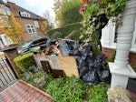 bags of rubbish and timber builders waste from bathroom refurb. timber, tiles, cardboard, plumbing materials etc. W13 - removed for £185