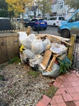 household and builders junk packaging, wood, membrane, tennis balls, garden waste SW13 - removed for £80