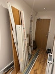 2 doors, trim, plasterboards Deconstructed wardrobe - two doors, door trim, plasterboard pieces, 6x metal 2700mm Gypframe studs, and a bag of wall insulation. Best collection time is between 9am and 5pm E2 - removed for £80