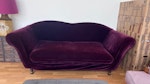 1 sofa and 5 chairs 1 x wine-coloured velvet sofa 
2 x wooden armchairs
1 x wooden armed kitchen chair
1 x small kitchen chair
1 x 'nursing' chair with fabric cover BS1 - removed for £180