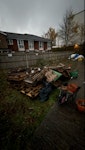 scouts charity, mixed waste mostly mixed timber / pallets, small amount of scrap metal, 4 tyres, small bag breeze block, small pile bricks <50, few traffic cones SO15 - removed for £375