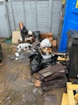 timber, slate and rubble bags timber offcuts, slate tiles and a few rubble bags KT17 - removed for £150