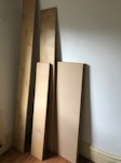 Bookshelves mdf sheets 6 unused mdf sheets 1.5mx.85, 
2 pine bookshelves 2m,
 3 mdf bookshelves 1.2 m SE13 - removed for £50