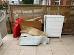 carpet and chest of drawers carpet remnants, cardboard and chest of drawers SW12 - removed for £60