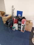 Office Removals Removals to be taken from the Admin office above Betfred Shop:

2 boxes old uniforms
1 broken Henry hoover
2 broken shredders
1 broken customer chair
4 stool tops
Unused Thermal printer roles for older chup n pin models
3 broken out machines
1 box broken junk
1 cold style customer hot water machine
1 coffee machine. M9 - removed for £150