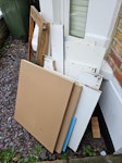 Dismantled kitchen sink cabine Chipboard panels and hardwood bench cutout from kitchen sink cabinet removal
Cabinet was approximately 1000mm W x 650mm D x 700mm H SE24 - removed for £45