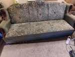 3 seat sofa-bed and wood desk 3 seat sofa-bed and wood desk M30 - removed for £90