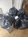 mixed household waste/chair Multiple black bags with Mixed household items/old/musty clothes.
Old chair SW16 - removed for £90