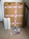 New unused DIY materials Two new 60 x 60 cm beige porcelain floor tiles (still wrapped), two new unused rolls of adhesive magnetic steel tape in original packaging, two 100mm white plastic pipe ducts for extractor fans. E8 - removed for £50