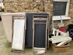 Shed Clearance Two box beds, deck chairs, wooden waste, plastic mop and bucket - outside and ready to collect N5 - removed for £80