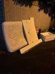 Mattress, bed frame, air fan Double mattress
Double bed frame (dismantled)
Electric fan SW12 - removed for £100