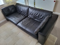 230cm long brown leather sofa collected by JunkMove