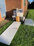 Assorted rubbish Assorted rubbish:
Door, toilet, cabinet, plastic container, mattress, suitcase TW3 - removed for £85