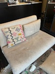 Old sofa. collection ASAP Old sofa, can be turned into a flat sofa bed. comes with 2 matching white sofa cushions. needs a good clean. SW1X - removed for £65