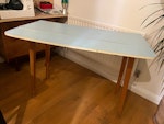 Small table & double mattress IKEA mattress, one year of use with cover. 180 x 130 x 14cm

Pale blue melamine and wood table
. 104 x 57 x 76cm SE8 - removed for £65