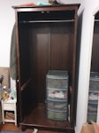 Two wardrobes- one dismantled. Two double wardrobes- one with doors taken off but can be put back on, the other taken apart slightly to help with lifting. Both wood. TN9 - removed for £60