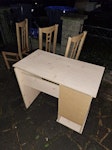 Wooden Desk & 3 Dining Chairs Desk is falling apart but could be salvaged, chairs are damp from being in the shed for a year HA0 - removed for £50