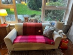 blue 2 seated sofa Not heavy, ground floor flat, legs easy to remove W13 - removed for £65