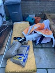 mattresses, bags of sand, &jnk 3 mattress, broken plastic buckets, 2 bags of and, wooden planks (left of image 1), large bags, umbrella, poles, tile, fabric N22 - removed for £120