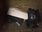 6 bags rubble, offcuts wood 6 bags rubble, offcuts wood sub flooring and a bath panel SE15 - removed for £80