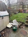 Toilet and rubble Toilet+Cistern, Sink+Pedestal. Tiles and shower wall off cuts, some Rubble, polystyrene packaging. Small bathroom cabinet and some wood SE13 - removed for £100