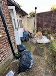 Mainly Builders rubble Mixed waste from refurbishment 11 black bags different weight, wood scraps, some paper/carton. 4 radiators, roof felt scraps, drain pipe. 
Suggested time to pick up 10-12am  because of the primary school. NW10 - removed for £150